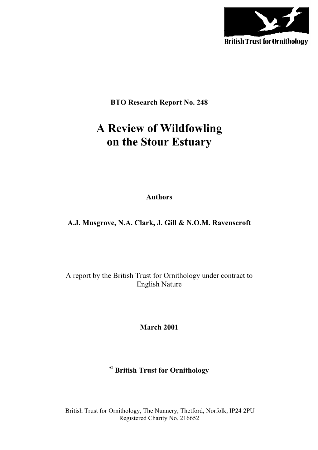 A Review of Wildfowling on the Stour Estuary