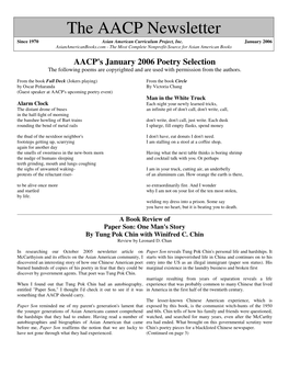 The AACP Newsletter Since 1970 Asian American Curriculum Project, Inc