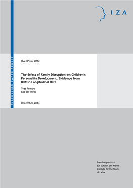 The Effect of Family Disruption on Children’S IZA DP No
