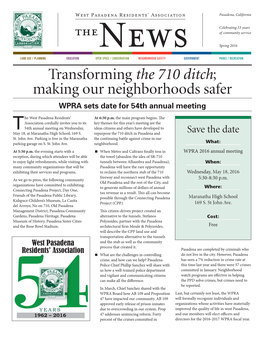Transforming the 710 Ditch; Making Our Neighborhoods Safer WPRA Sets Date for 54Th Annual Meeting