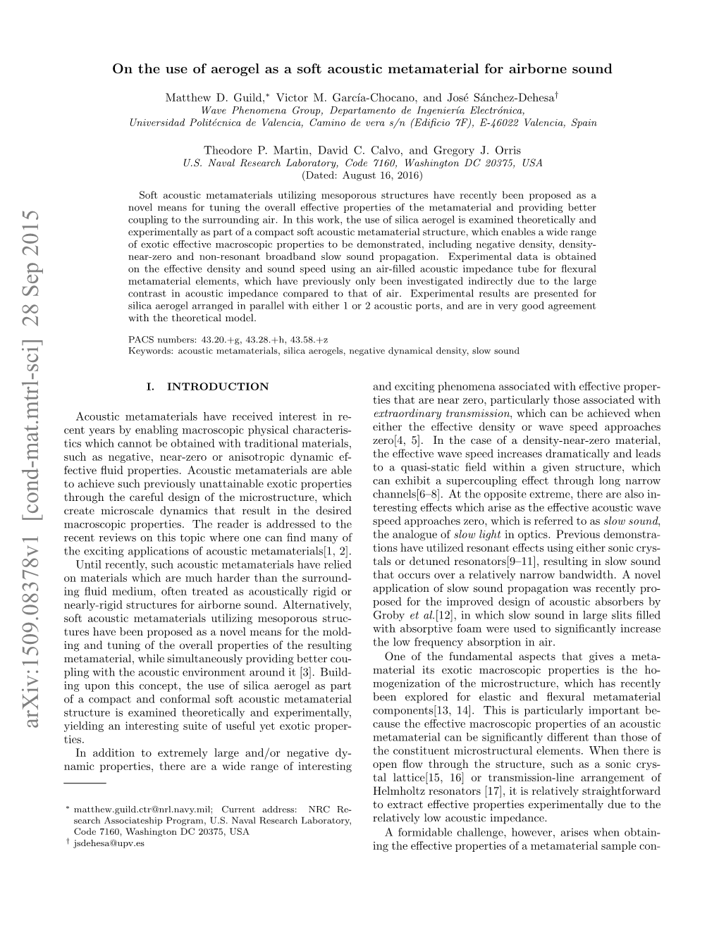 On the Use of Aerogel As a Soft Acoustic Metamaterial for Airborne Sound