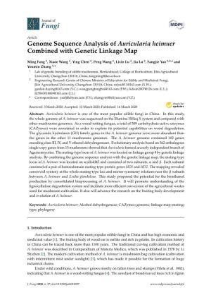 Genome Sequence Analysis of Auricularia Heimuer Combined with Genetic Linkage Map