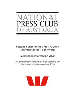 Federal Parliamentary Press Gallery Journalist of the Year Award