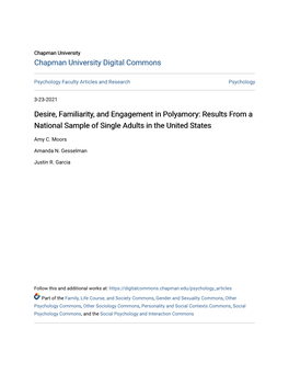 Desire, Familiarity, and Engagement in Polyamory: Results from a National Sample of Single Adults in the United States