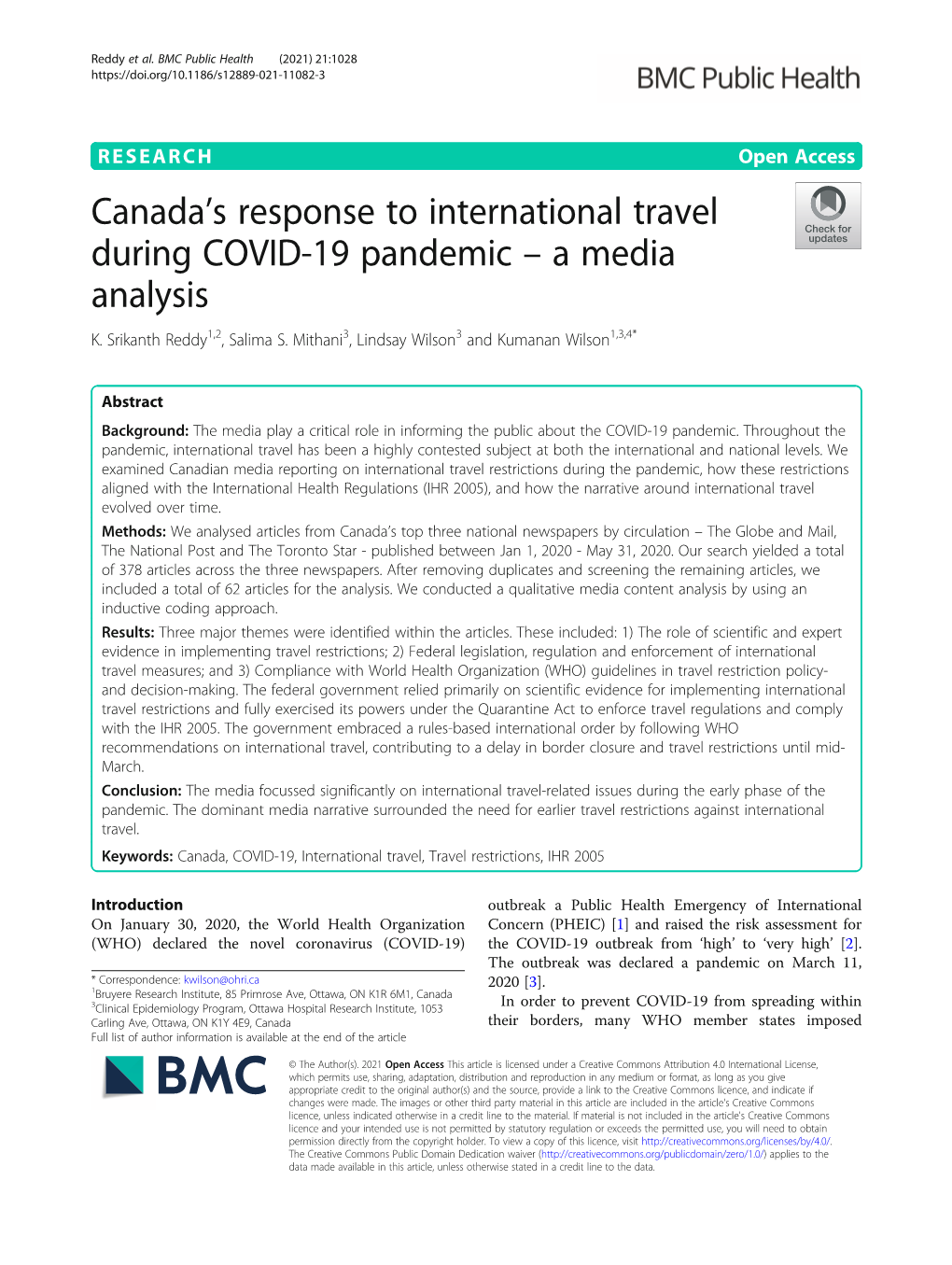 Canada's Response to International Travel During COVID-19 Pandemic