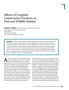 Effects of Cropland Conservation Practices on Fish and Wildlife Habitat