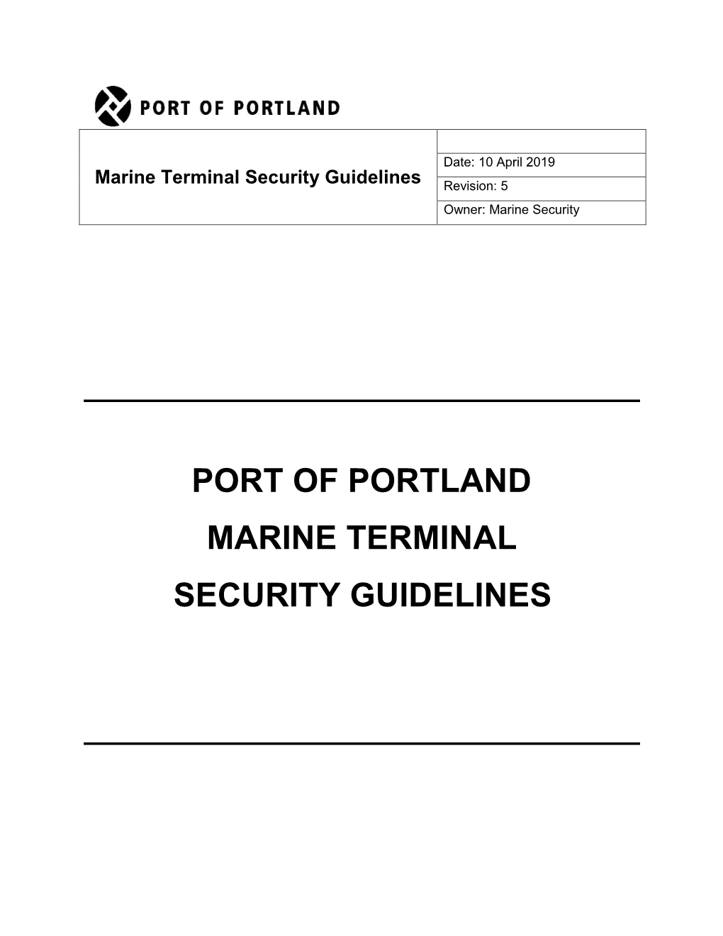 Port of Portland Marine Terminal Security Guidelines