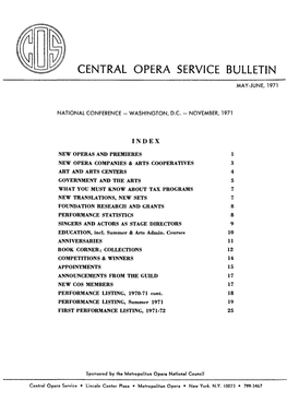 Central Opera Service Bulletin