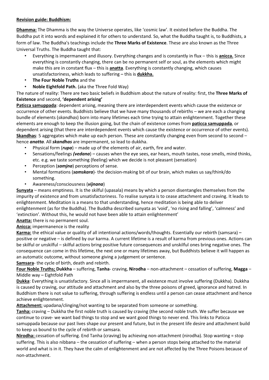 Revision Guide: Buddhism: Dhamma