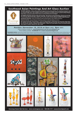 Southeast Asian Paintings and Art Glass Auction