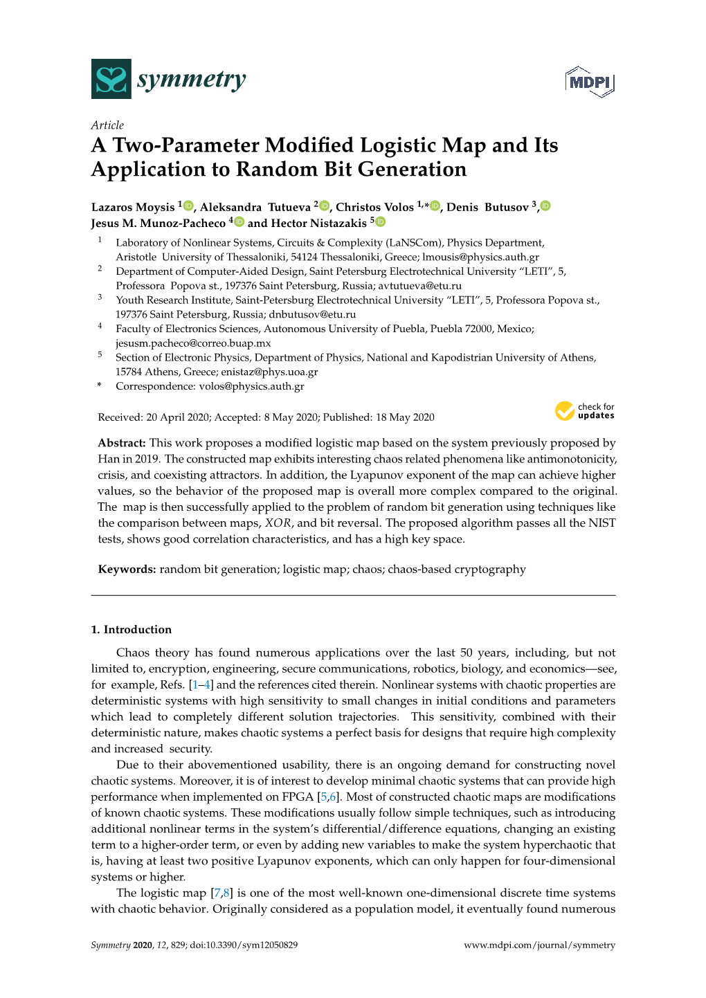 A Two-Parameter Modified Logistic Map and Its Application to Random