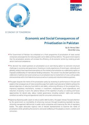 Economic and Social Consequences of Privatisation in Pakistan