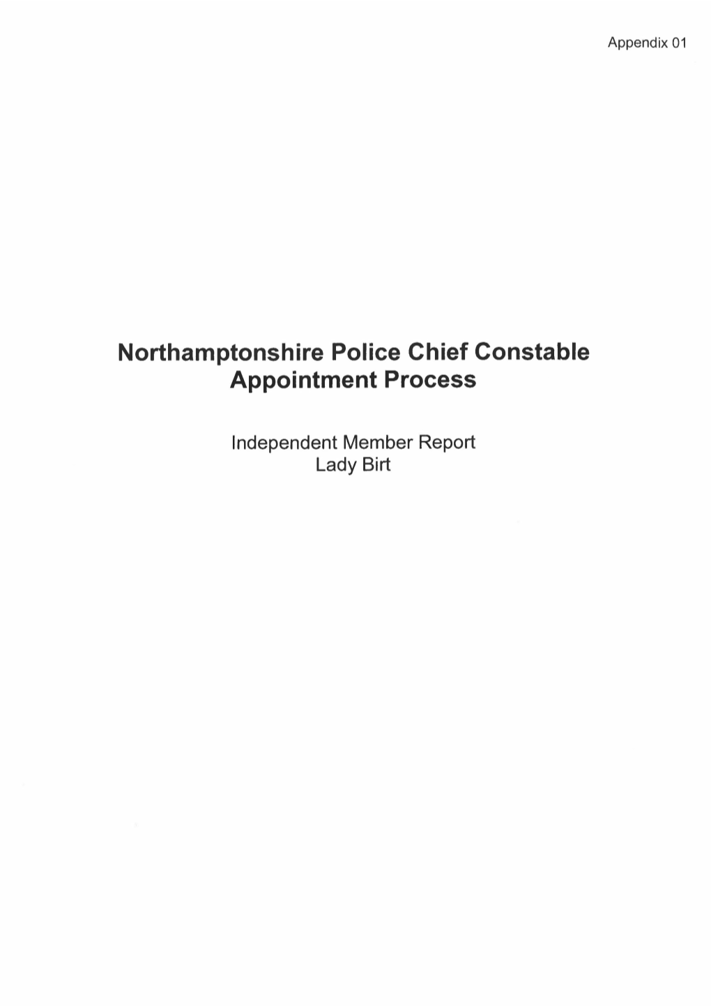 Northamptonshire Police Chief Constable Appointment Process