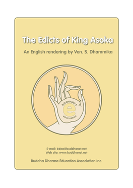 The Edicts of King Asoka an English Rendering by Ven