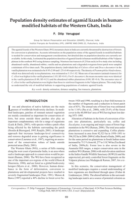 Modified Habitats of the Western Ghats, India