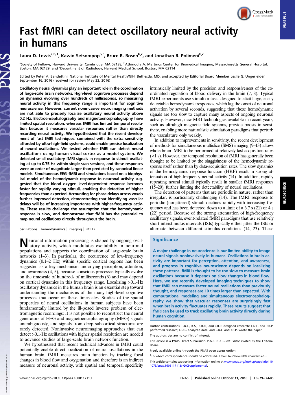 Fast Fmri Can Detect Oscillatory Neural Activity in Humans