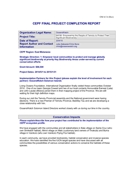 Final Project Completion Report