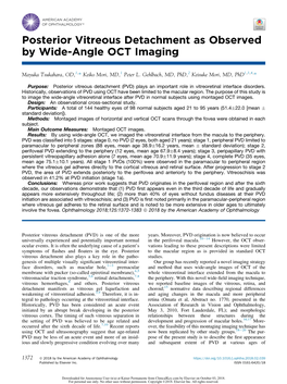 Posterior Vitreous Detachment As Observed by Wide-Angle OCT Imaging