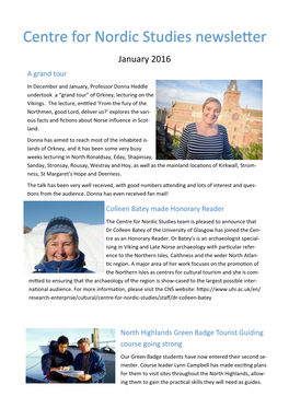Centre for Nordic Studies Newsletter January 2016 a Grand Tour