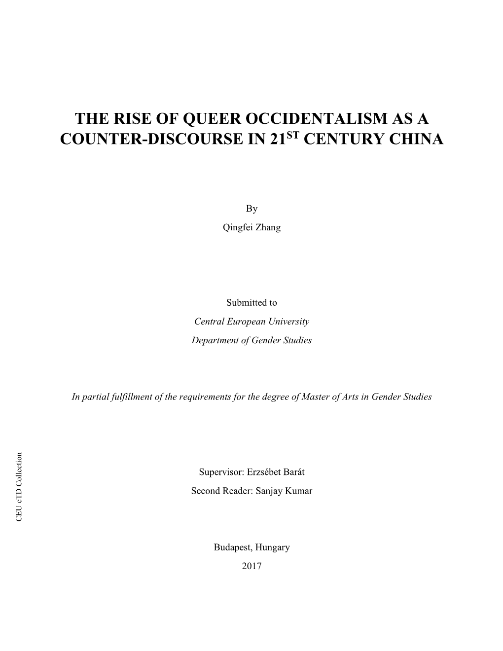 The Rise of Queer Occidentalism As a Counter-Discourse in 21St Century China