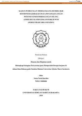 Kajian Pembatalan Merek Dagang Buddha Bar Di Indonesia(Sebagai