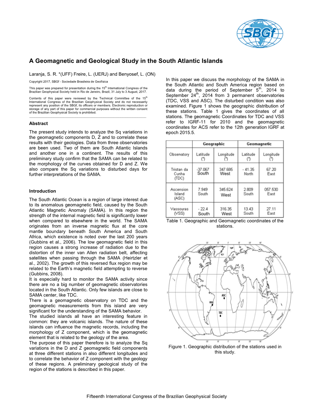 A Geomagnetic and Geological Study in the South Atlantic Islands