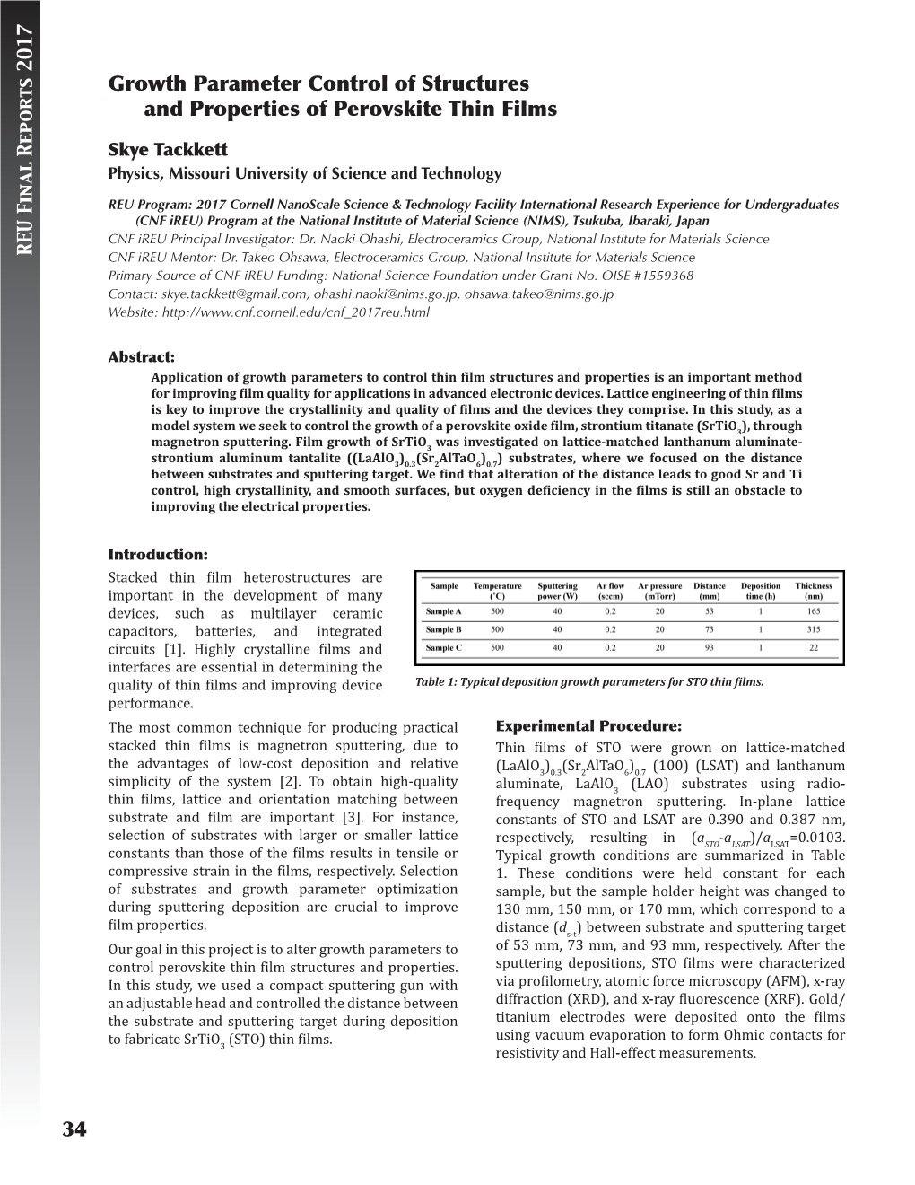 34 Growth Parameter Control of Structures and Properties Of