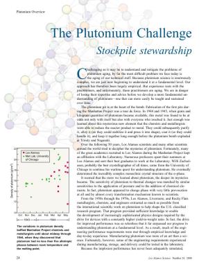 The Plutonium Challenge-Stockpile Stewardship