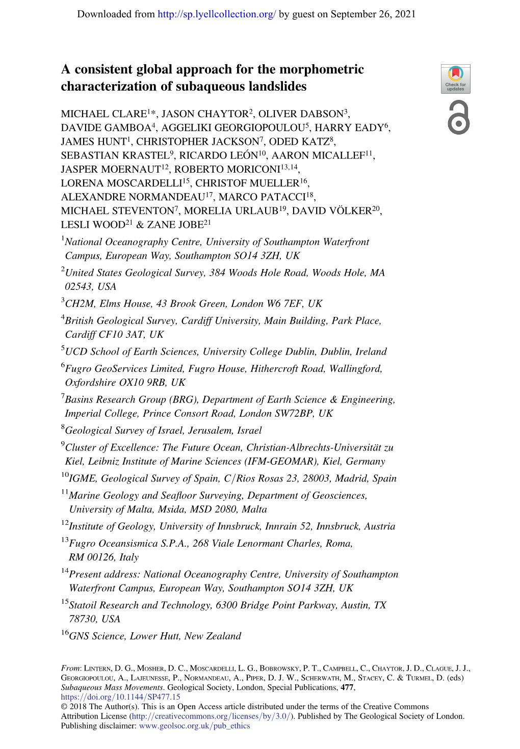 A Consistent Global Approach for the Morphometric Characterization of Subaqueous Landslides