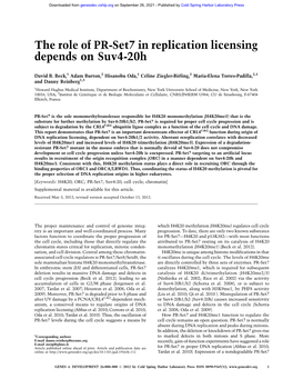 The Role of PR-Set7 in Replication Licensing Depends on Suv4-20H