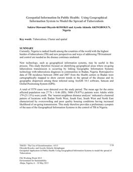 Using Geographical Information System to Model the Spread of Tuberculosis