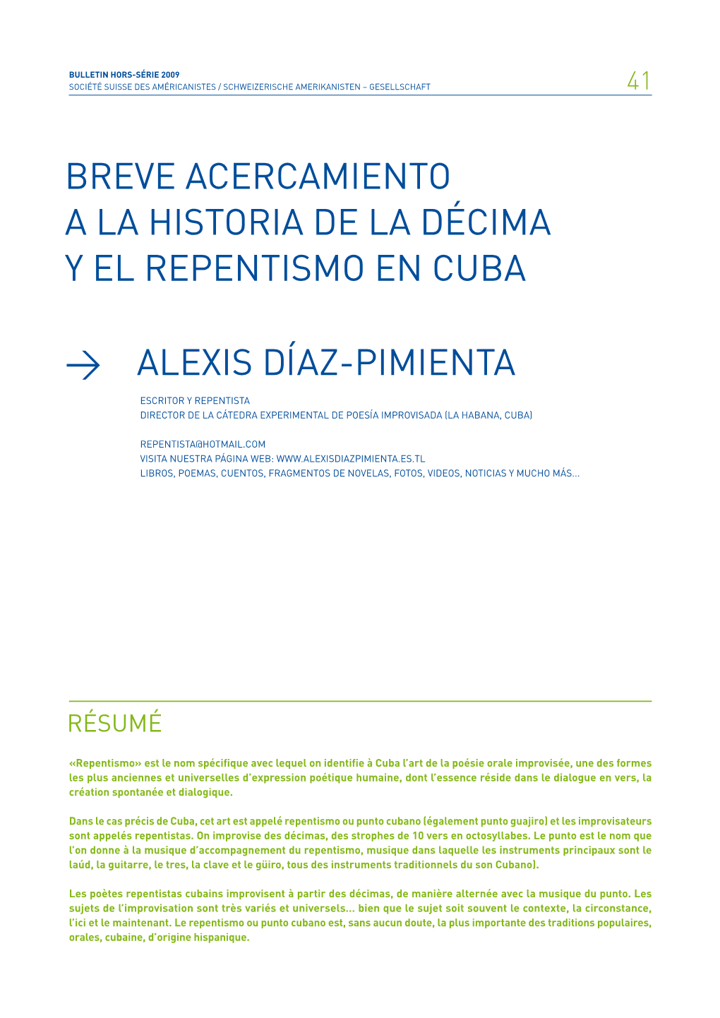 Breve Acercamiento a La Historia De La Décima Y El Repentismo En Cuba