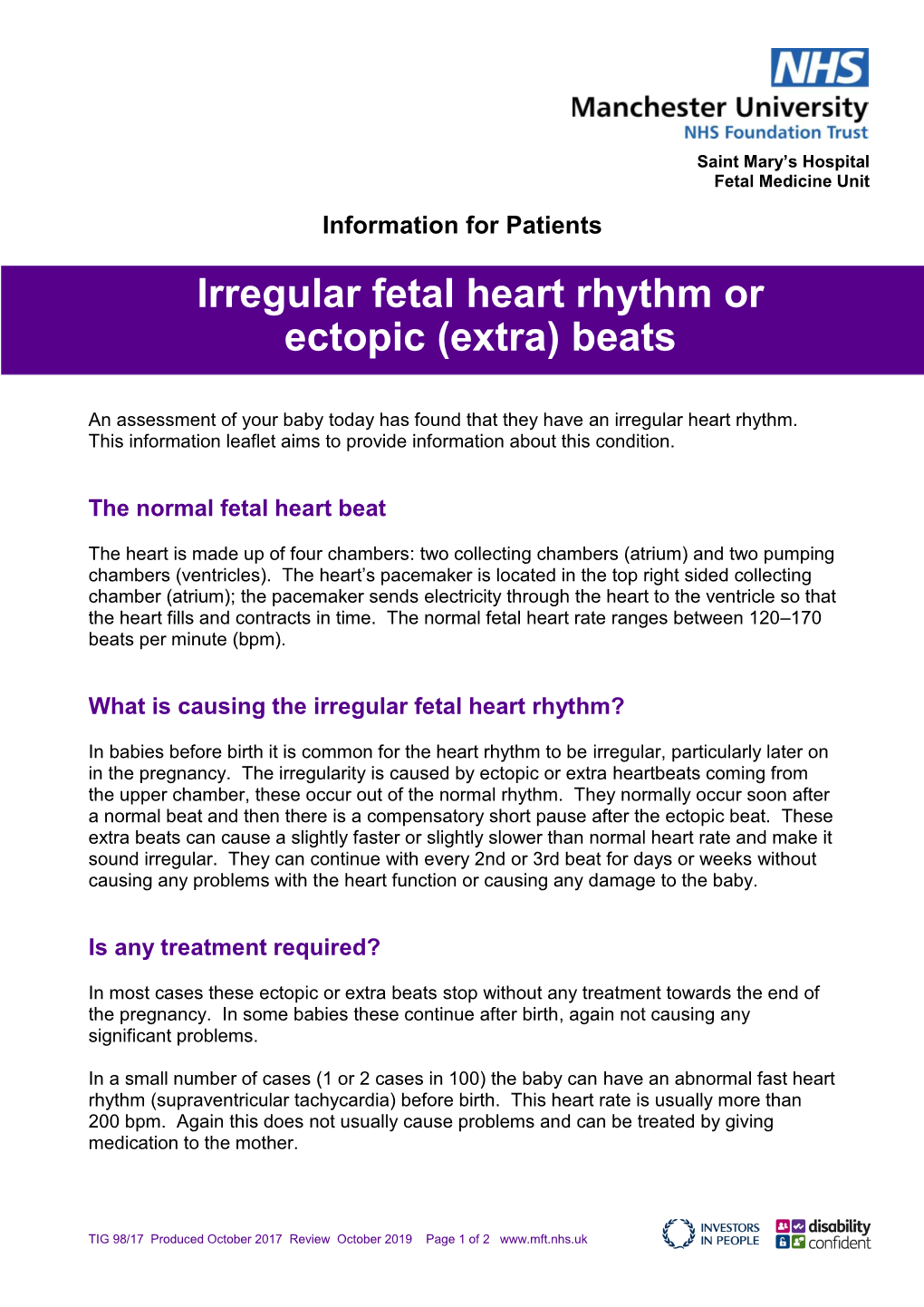 Irregular Fetal Heart Rhythm Or Ectopic (Extra) Beats