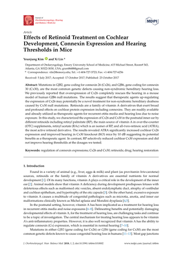 Effects of Retinoid Treatment on Cochlear Development, Connexin Expression and Hearing Thresholds in Mice