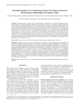 Parasitoid Complex of Overwintering Cocoons of Neodiprion Huizeensis (Hymenoptera: Diprionidae) in Guizhou, China