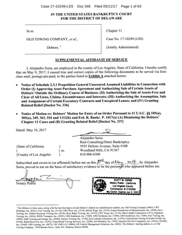 Case 17-10249-LSS Doc 346 Filed 05/11/17 Page 1 of 63 Case 17-10249-LSS Doc 346 Filed 05/11/17 Page 2 of 63