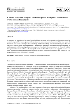 Zootaxa, Cladistic Analysis of Thoreyella and Related Genera
