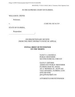 SC14-319 William R. Crews V. State of Florida