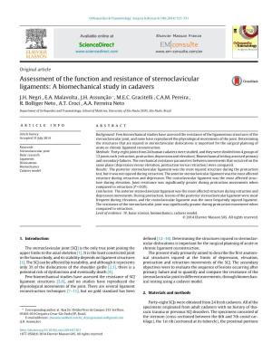 Assessment of the Function and Resistance of Sternoclavicular