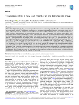 (Hg), a New 'Old' Member of the Tetrahedrite Group