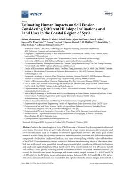 Estimating Human Impacts on Soil Erosion Considering Different Hillslope Inclinations and Land Uses in the Coastal Region of Syria