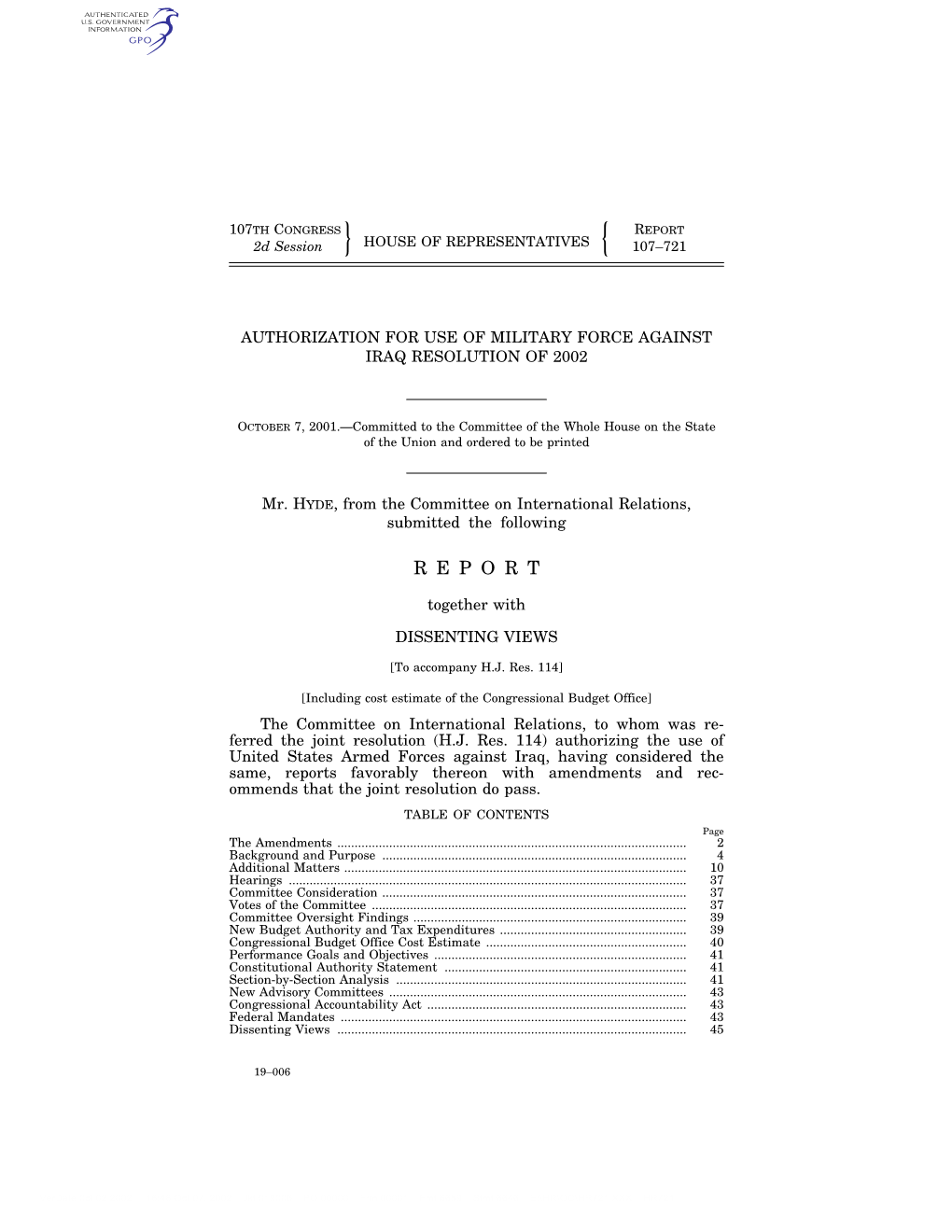 Authorization For Use Of Military Force Against Iraq Resolution Of 2002 ...