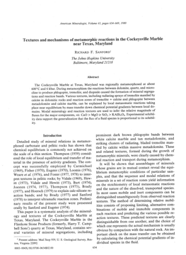 Textures and Mechanisms of Metamorphic Reactions in The