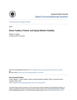 Noise Traders, Fintech, and Equity Market Volatility