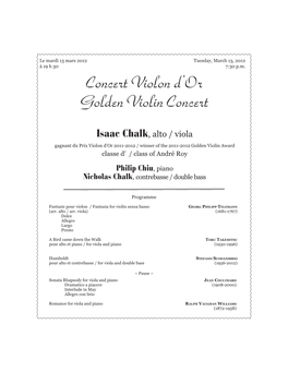 Concert Violon D'or Golden Violin Concert