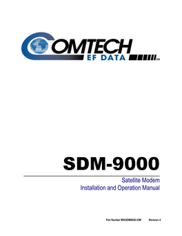 SDM-9000 Satellite Modem Installation and Operation Manual