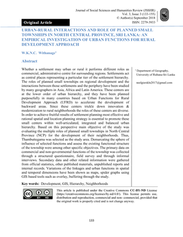Urban-Rural Interactions and Role of Planned Small Townships in North Central Province, Sri Lanka
