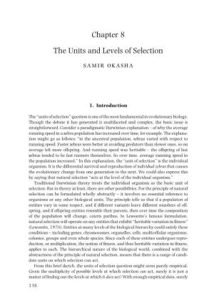 Chapter 8 the Units and Levels of Selection Samir Okasha