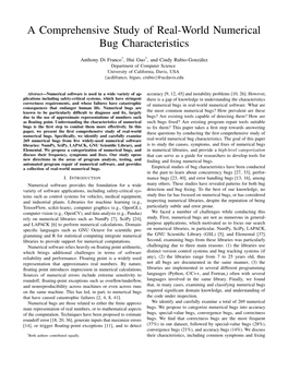 A Comprehensive Study of Real-World Numerical Bug Characteristics
