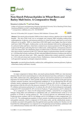 Non-Starch Polysaccharides in Wheat Beers and Barley Malt Beers: a Comparative Study